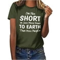 thumbnail image 1 of Women's Funny Letter Print Tees Comfy Casual Shirts Fashion Round Neck Blouse Vintage Summer Clothes Y2K Tops Dressy Casual Short Sleeve Tunic Tops Loose Fit Flowy Army Green T Shirts S, 1 of 8