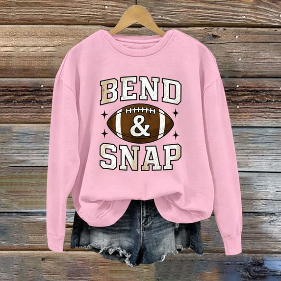 Women's Funny Letter Printed Graphic Football Fan Sweatshirt,Long sleeve Casual Crewneck Pullover Tops for Game Day,Weekend,Daily Wear Pink XXL