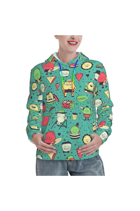 Women's Funny Monsters Cartoon Characters 3D Printed Hooded Sweatshirt Long Sleeve Pullover Hoodies With Pocket Medium
