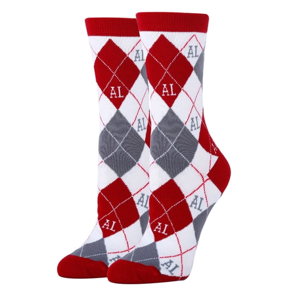 Women's Funny Novelty Crew Socks, Crazy Fun Silly Cotton Dress Socks Gift, AL Argyle Crim, Size 5-9