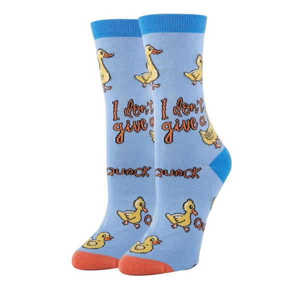 Women's Funny Novelty Crew Socks, Crazy Fun Silly Cotton Dress Socks Gift, Quack, Size 5-9