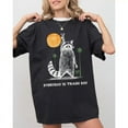 thumbnail image 1 of Women's Funny Raccoon Shirt - "Trash Day" Viral Meme Cotton T-Shirt Relaxed Fit for Street Fashion & Home Comfort, 1 of 4