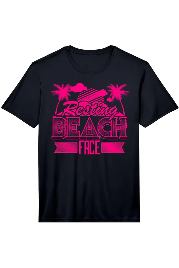 Women's Funny Resting Beach Face Graphic T-Shirt