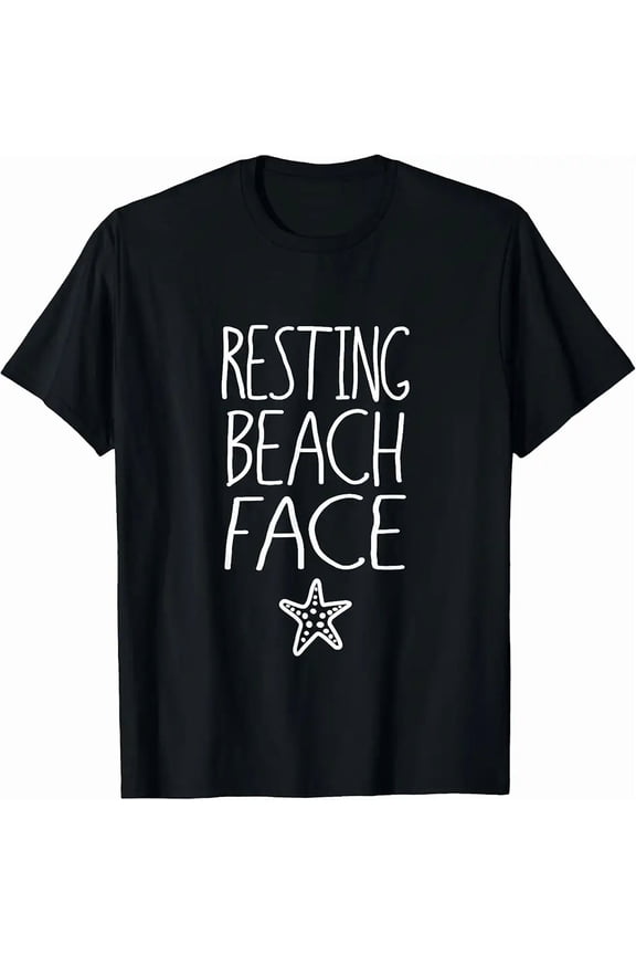 Women's Funny Resting Beach Face Graphic T-Shirt