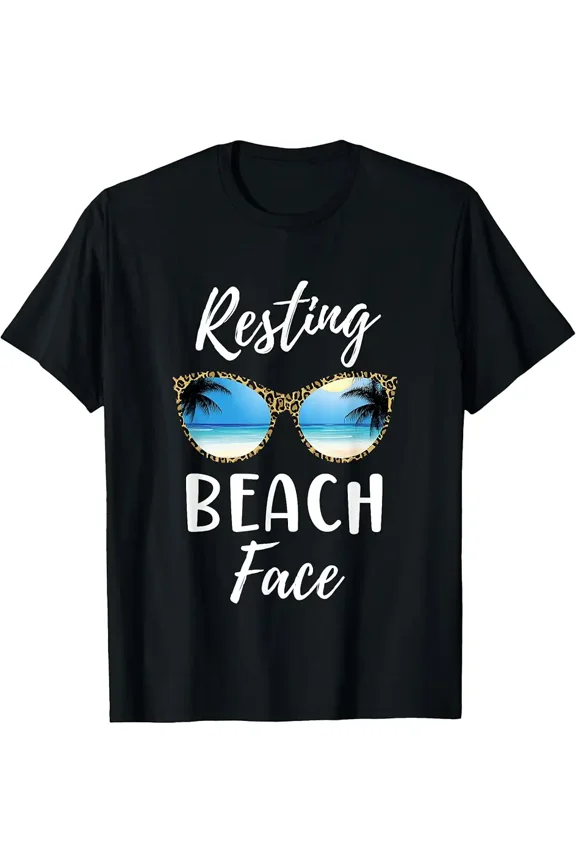 Women's Funny Resting Beach Face Summer Graphic T-Shirt