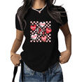 thumbnail image 1 of Women's Funny Valentine's Day Checkerboard Heart You Are Inspirational Graphic Crew Neck Printed Cotton T-Shirt Black S-5XL, 1 of 5
