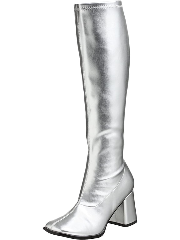 Funtasma Womens Gogo-300 Knee-High Boot,Silver,5 M US
