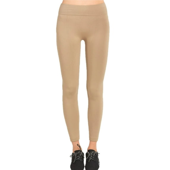 Women's Fleece Lined Winter Yoga Leggings, Beige, 1 Piece