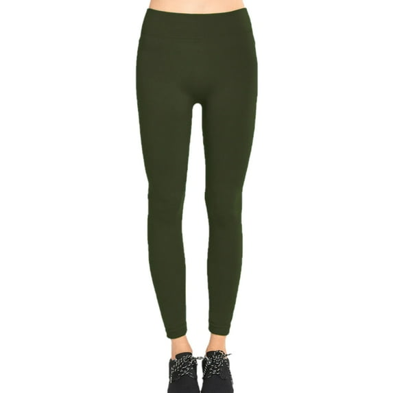 Women's Fleece Lined Winter Yoga Leggings, Olive, 1 Piece