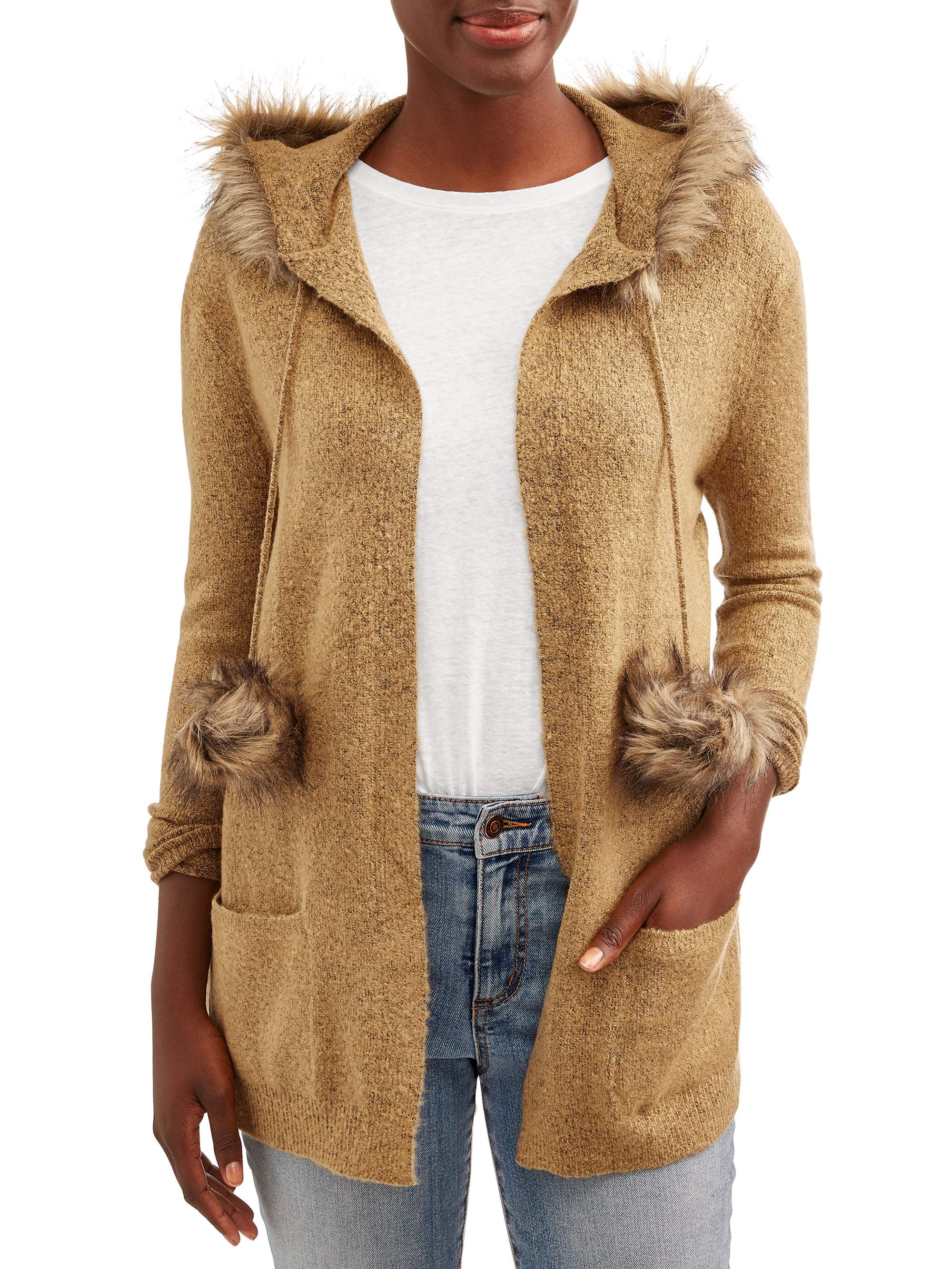 Fur pocket cardigan cheap