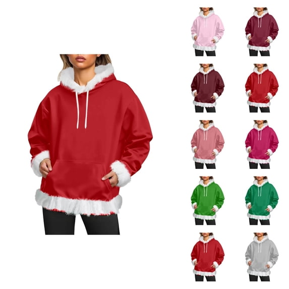 Women's Hoodie 2026 Casual Fall Winter Drawstring Plain Hooded Sweatshirt with Pockets Pullover Top