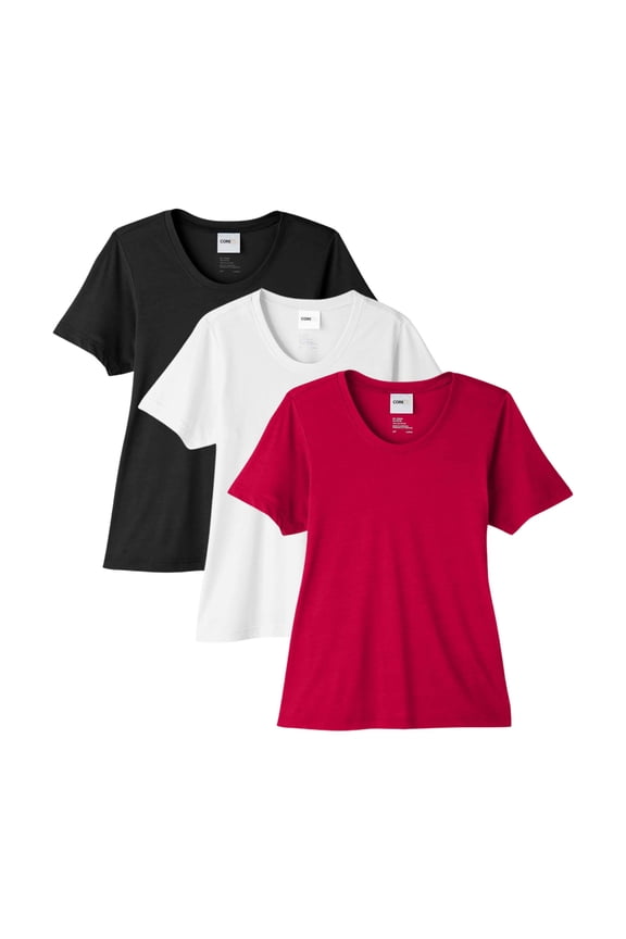 Women's Fusion ChromaSoft Performance Best T-Shirt, 100% polyester Bulk Tees, Short Sleeve Crewneck Multi Pack Tee, Assorted Solid T-Shirts (Dark+Bright Color 3 Pack, XL)