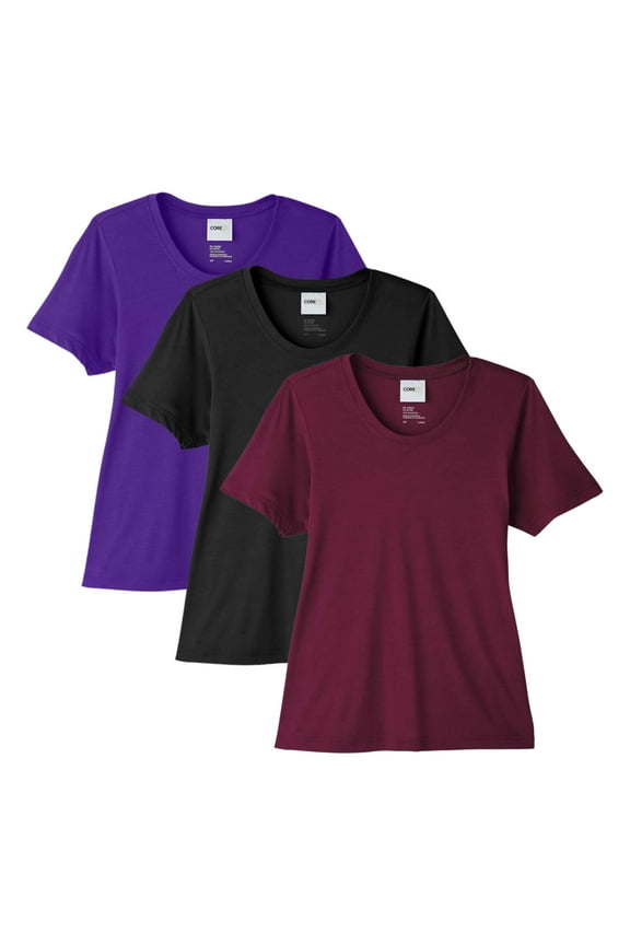 Women's Fusion ChromaSoft Performance Best T-Shirt, 100% polyester Bulk Tees, Short Sleeve Crewneck Multi Pack Tee, Assorted Solid T-Shirts (Dark Color 3 Pack, XL)