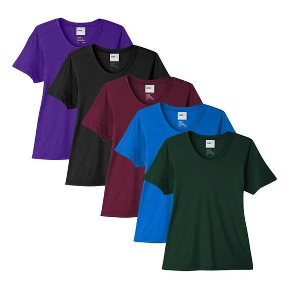 Women's Fusion ChromaSoft Performance Best T-Shirt, 100% polyester Bulk Tees, Short Sleeve Crewneck Multi Pack Tee, Assorted Solid T-Shirts (Dark Color 5 Pack, M)