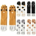 thumbnail image 1 of Women's Fuzzy Cat Pattern Slipper Socks Cozy Fluffy Winter Sleep Footwear, 1 of 9