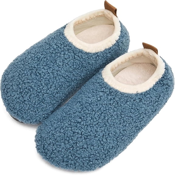 Women's Fuzzy Curly Fur Memory Foam Loafer Slipper with Anti Slip Rubber Sole