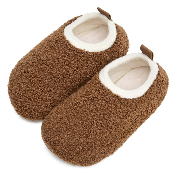 Women's Fuzzy Curly Fur Memory Foam Loafer Slipper with Anti Slip Rubber Sole