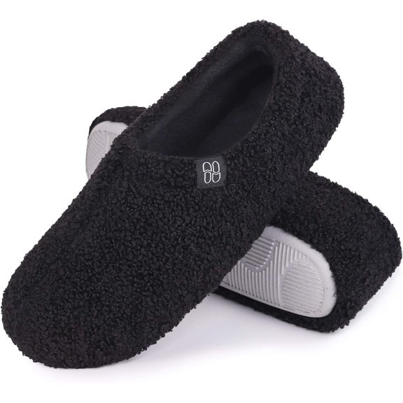 Women's Fuzzy Curly Fur Memory Foam Loafer Slippers with Polar Fleece Lining