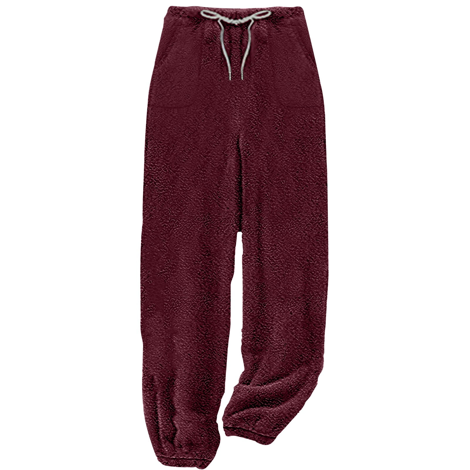 在庫処分 激安 食品 Women's Fuzzy Drawstring Teddy Trousers Winter Thicken Clothing