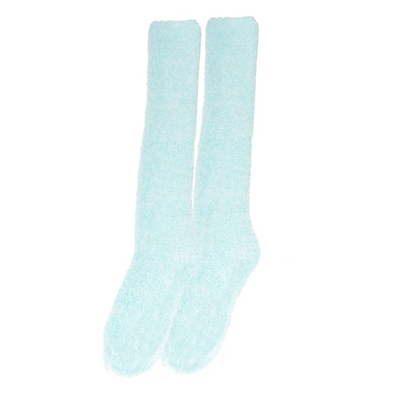 BambooMN Women's Fuzzy Feather Soft Cozy Knee High Socks - Light Blue - Regular - 1 Pair