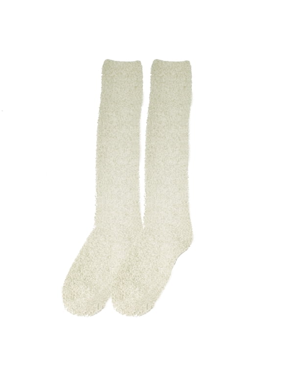 Women's Fuzzy Feather Soft Cozy Knee High Socks - Olive Green - Extra Large - 1 Pair