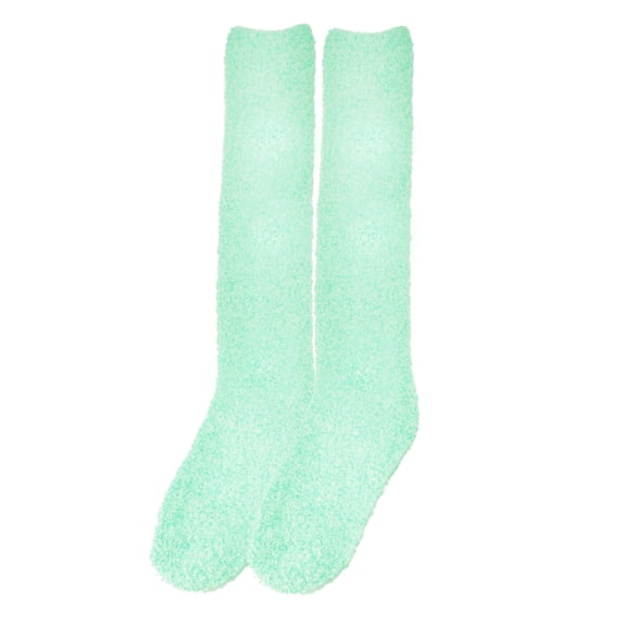 BambooMN Women's Fuzzy Feather Soft Cozy Knee High Socks - Spring Green - Regular - 1 Pair