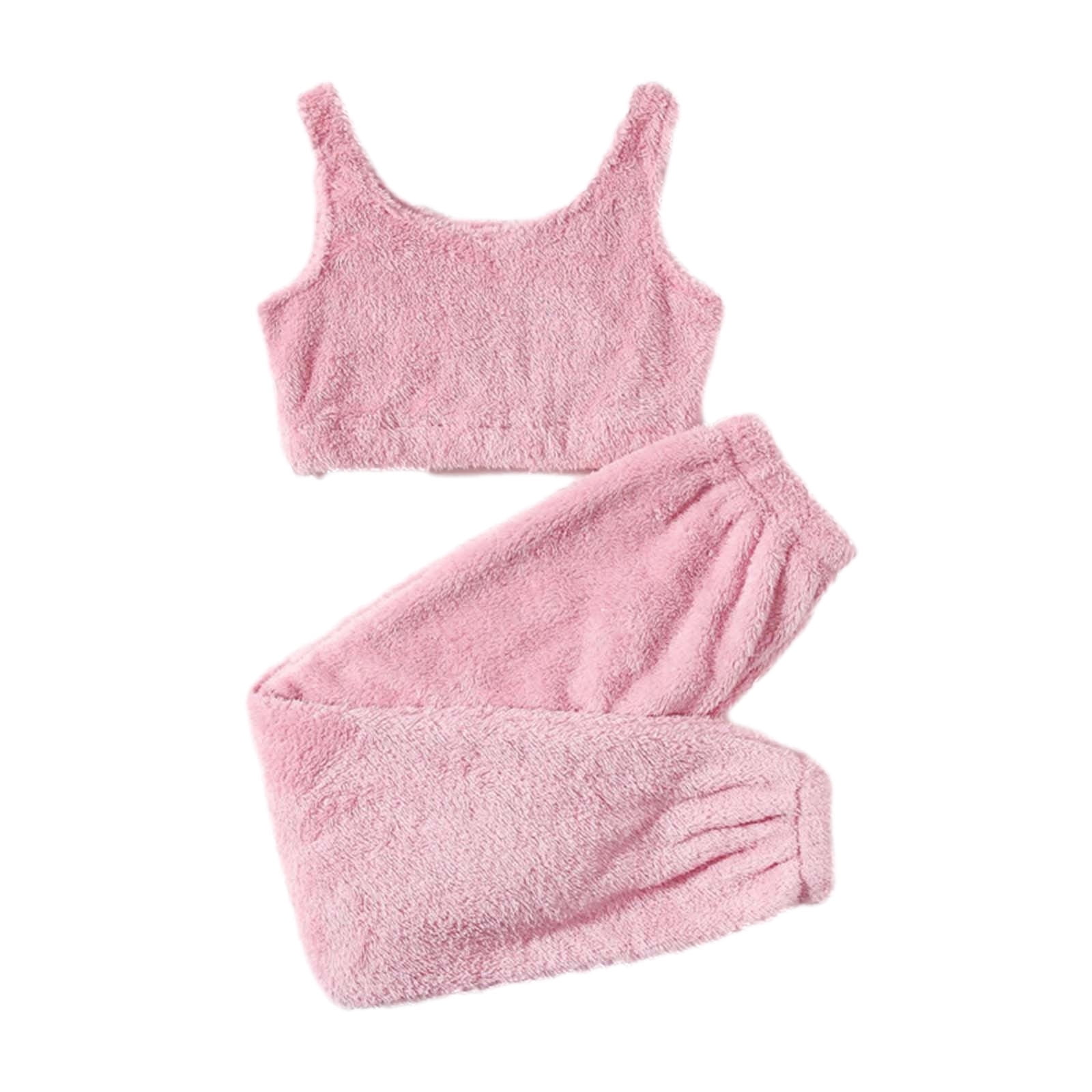 Women's Comfy Sleepwear Tank Top with Runner Shorts, 2-Piece Fuzzy