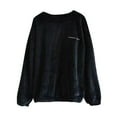 thumbnail image 1 of Women's Fuzzy Fleece Crewneck Pullover Pajama Top Soft Fluffy Sweatshirt Coral Fleece Loungewear Warm Winter Sleepwear Plush Casual Lounge Shirt, 1 of 5