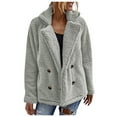 thumbnail image 1 of Women's Fuzzy Fleece Faux Shearling Coat, Winter Warm Oversized Jacket with Lapel Collar, Casual Zipper Outwear for Daily Use Light Gray, M, 1 of 8