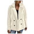 thumbnail image 1 of Women's Fuzzy Shearling Coat, Winter Warm Oversized Jacket with Lapel Collar, Casual Zipper Outwear for Daily Use White, XL, 1 of 8