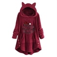 thumbnail image 1 of Women's Fuzzy Fleece Hoodies Christmas Patterns Long Sleeve Pullover Tops Cute Cat Ear Hooded Sweatshirt Christmas Gift, 1 of 5