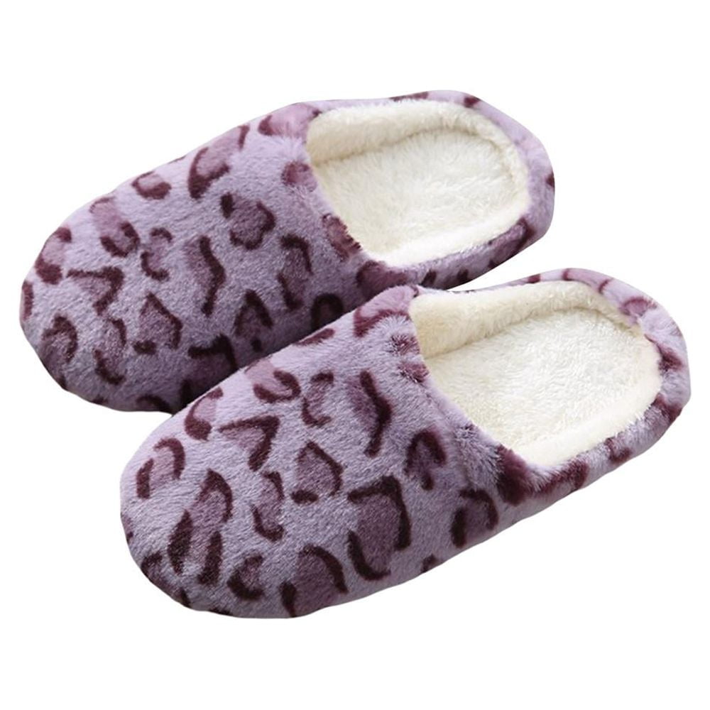 Women's Fuzzy Fleece House Comfort Slippers, Furry Faux Fur Lined ...