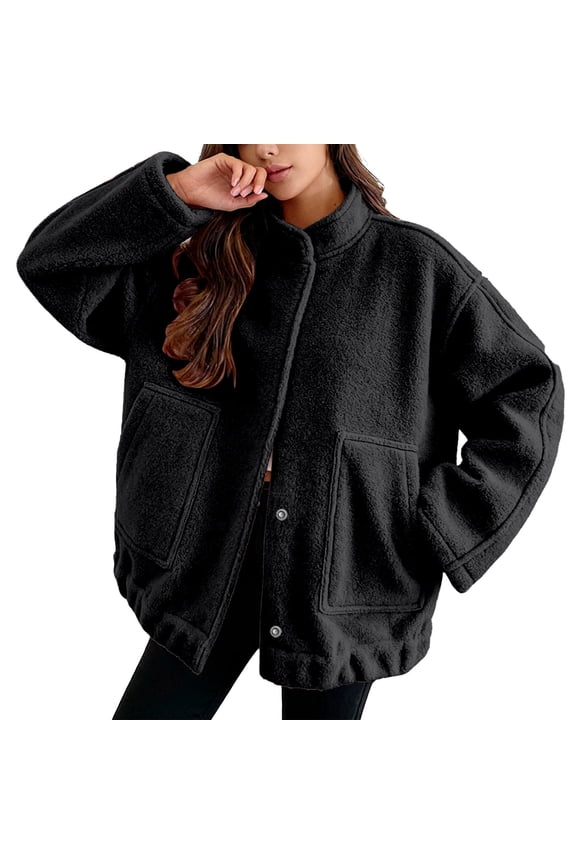 Women's Fuzzy Fleece Jacket Full Zip Up Lightweight Warm Soft Fleece Coat with hood for Spring Fall Winter