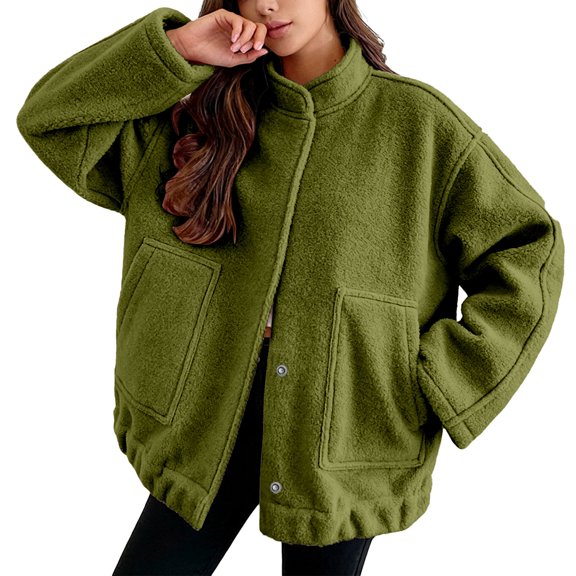 Women's Fuzzy Fleece Jacket Full Zip Up Lightweight Warm Soft Fleece Coat with hood for Spring Fall Winter