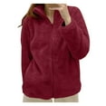 thumbnail image 1 of Women's Fuzzy Fleece Jacket Full Zip Up Warm Coat Cozy Solid Fluffy Outerwear, 1 of 3