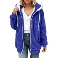 thumbnail image 1 of Women's Fuzzy Fleece Jacket Lightweight Full Zip Up Sherpa Jacket Warm Soft Fall Winter Coat Hoodie, 1 of 5