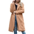 thumbnail image 1 of Women's Fuzzy Fleece Lapel Open Front Long Cardigan Coat Warm Winter Outwear Jackets for Women Womens Clothes, 1 of 7