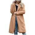 thumbnail image 1 of Women's Fuzzy Fleece Lapel Open Front Long Cardigan Coat Warm Winter Outwear Jackets for Women Womens Clothes, 1 of 7