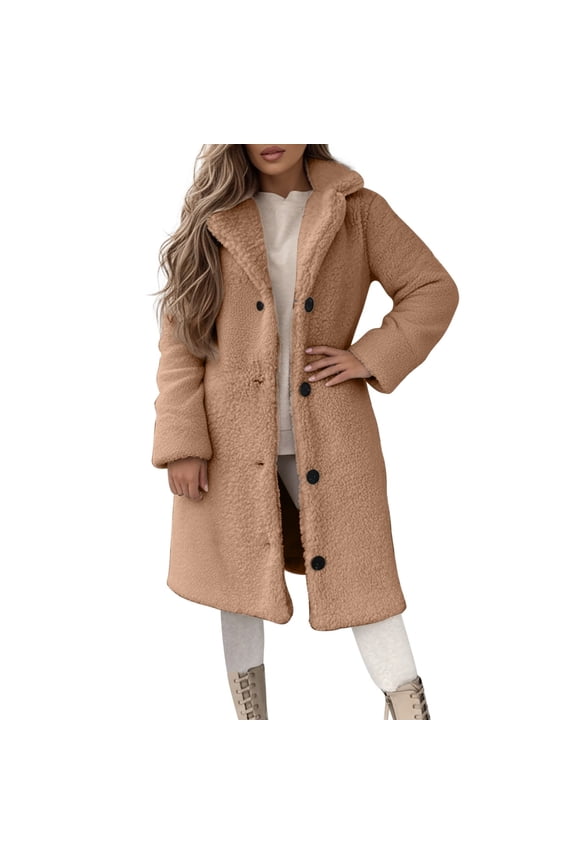 Women's Fuzzy Lapel Open Front Long Cardigan Coat Warm Winter Outwear Jackets