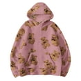 thumbnail image 1 of Women's Fuzzy Fleece Oversized Sweatshirts Hoodie Fall Long Sleeve Cute Teddy Bear Hooded Sweatshirt Winter Warm Lightweight Sherpa Sweaters Top, 1 of 6