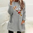 thumbnail image 1 of Women's Fuzzy Fleece Pullover Tops Christmas Trees Print 2023 Fall Fashion Warm Sherpa graphic Sweatshirt Casual Loose Fluffy Outerwear with Pockets, 1 of 4