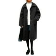 thumbnail image 1 of Women's Fuzzy Fleece Trench Coats Lapel Button down Long Outerwear Warm Winter Jackets with Pockets New Running Jackets for Women Black S, 1 of 8