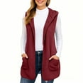thumbnail image 1 of Women's Fuzzy Fleece Vest Oversized Sleeveless Sherpa Jacket Casual Lightweight Hooded Outerwear with Pockets Wine L, 1 of 9