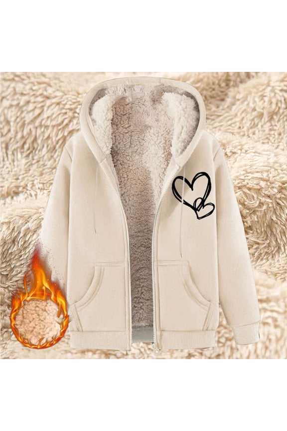Women's Fuzzy Fleece Zip Up Hoodie, Soft Lined Hooded Jacket, Winter Warm Fleece Jacket, Long Sleeve Zip Up Sweatshirt, Casual Lounge Hoodie, Oversized Fleece Coat, Cozy Fleece Jacket Beige M