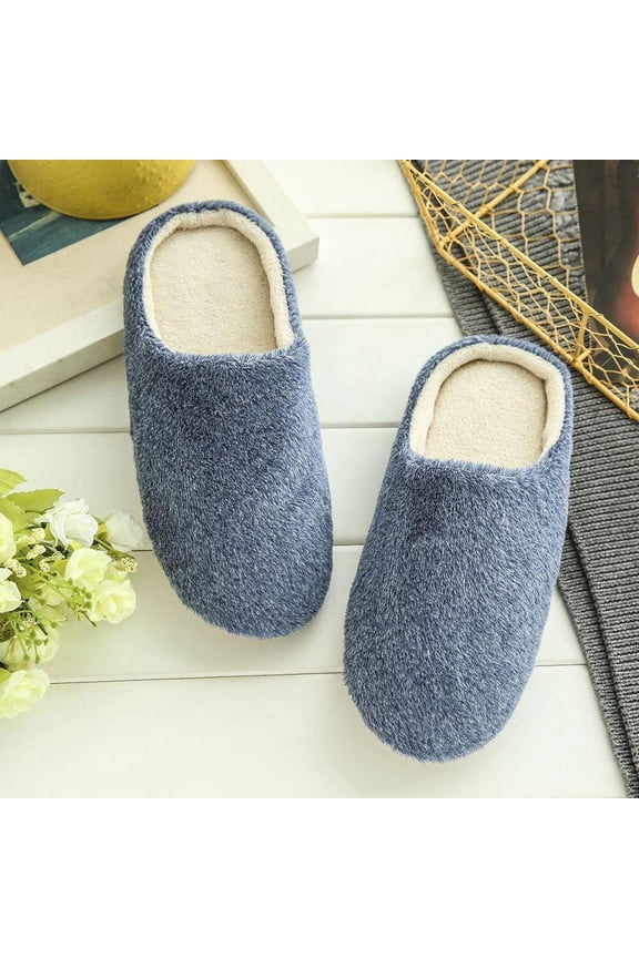 Women Men Winter Warm Fleece Anti-Slip Slippers Indoor House Shoes Lovers Home Floor Slippers Shoes