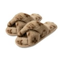 thumbnail image 1 of CHUMUD Women's Fuzzy Fluffy House Slippers Cute Plush Memory Foam Shoes Cross Band Indoor Outdoor Open Toe Curly Slippers, 1 of 4