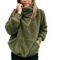 thumbnail image 1 of Women's Fuzzy Hoodie, Quarter Zip Pullover Sweatshirt with Kangaroo Pocket, Long Sleeves and Relaxed Fit, 1 of 4