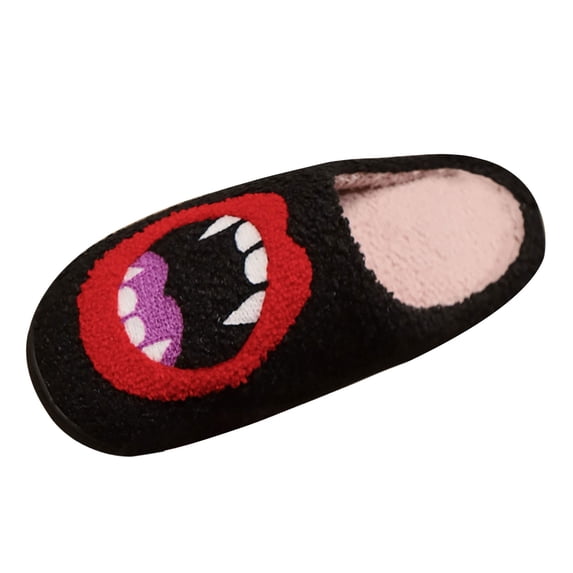 Women's Fuzzy House Slippers Cute Pattern Halloween Slippers S𝗅ip-On Indoor Slides Soft Warm Bedroom Shoes Non-S𝗅ip Closed Back Home Slippers for Holiday and Daliy