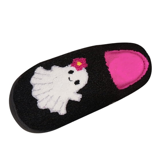 Women's Fuzzy House Slippers Cute Pattern Halloween Slippers S𝗅ip-On Indoor Slides Soft Warm Bedroom Shoes Non-S𝗅ip Closed Back Home Slippers for Holiday and Daliy