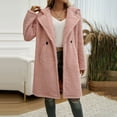 thumbnail image 1 of Women's Fuzzy Long Hooded Jacket Lapel Open Front Cardigan Button Down Teddy Coat Outwear With Pockets plus Size Ski Tops Women plus Size Light Jackets plus Size Coats Wool Women's plus Size Coats And, 1 of 6